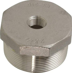 Merit Brass - 2 x 3/8" Grade 316 Stainless Steel Pipe Hex Bushing - MNPT x FNPT End Connections, 150 psi - Eagle Tool & Supply
