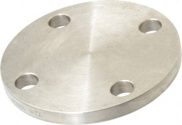 Merit Brass - 1-1/2" Pipe, 5" OD, Stainless Steel, Blind Pipe Flange - 3-7/8" Across Bolt Hole Centers, 5/8" Bolt Hole, 150 psi, Grade 316 - Eagle Tool & Supply