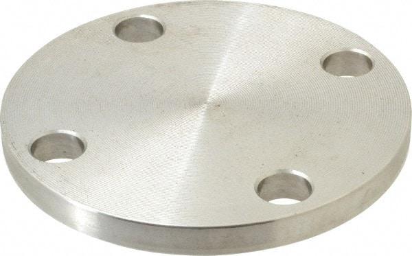 Merit Brass - 2" Pipe, 6" OD, Stainless Steel, Blind Pipe Flange - 4-3/4" Across Bolt Hole Centers, 3/4" Bolt Hole, 150 psi, Grade 316 - Eagle Tool & Supply