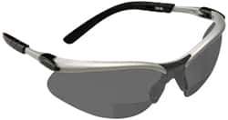 3M - +2.5, Gray Lenses, Scratch Resistant, Framed Magnifying Safety Glasses - UV Protection, Adjustable Temples, Silver/Black Plastic Frame, ANSI Z87.1-2003 - Eagle Tool & Supply