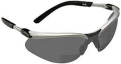 3M - +2.5, Gray Lenses, Scratch Resistant, Framed Magnifying Safety Glasses - UV Protection, Adjustable Temples, Silver/Black Plastic Frame, ANSI Z87.1-2003 - Eagle Tool & Supply