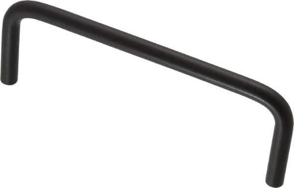 Amatom Electronic Hardware - 4-1/4" Long x 1-1/2" High, Round Handle - Black Anodized, Aluminum, 4" Center to Center - Eagle Tool & Supply