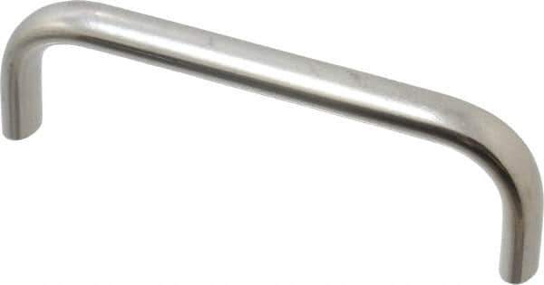 Amatom Electronic Hardware - 4-9/32" Long x 0.44" Wide x 1-9/32" High, Oval Handle - Clear Passivated, Stainless Steel, 4" Center to Center - Eagle Tool & Supply