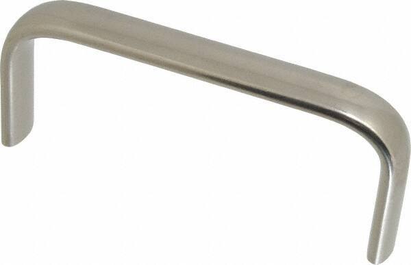 Amatom Electronic Hardware - 4-25/32" Long x 0.63" Wide x 2" High, Oval Handle - Clear Passivated, Stainless Steel, 4-1/2" Center to Center - Eagle Tool & Supply