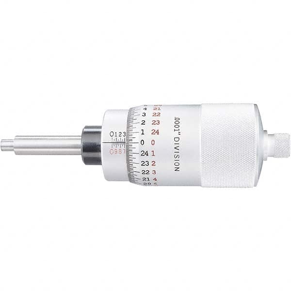 Starrett - 2 Inch, 2-1/16 Inch Plain Thimble, 5/16 Inch Diameter x 2-7/16 Inch Long Spindle, Mechanical Micrometer Head - Eagle Tool & Supply