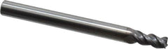 Niagara Cutter - 5/32", 5/16" LOC, 3/16" Shank Diam, 2" OAL, 3 Flute, Solid Carbide Square End Mill - Single End, TiCN Finish, Spiral Flute, 45° Helix, Centercutting, Right Hand Cut, Right Hand Flute, Series A345 - Eagle Tool & Supply