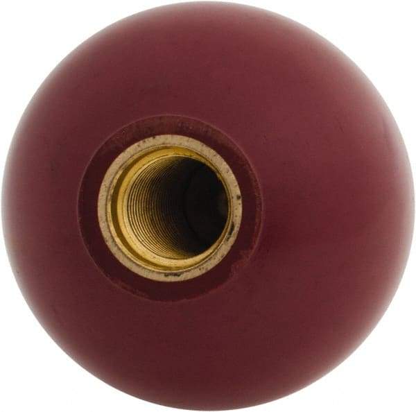 Gibraltar - 1/2-20 Thread, 1-15/16" Diam, 1-27/32" High, Female Insert Ball Knob - Red, Phenolic, Smooth Grip, 1-1/8" Hole Depth - Eagle Tool & Supply