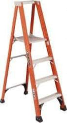 Louisville - 6 Steps, 6' High, Type IAA Rating, Fiberglass Platform Ladder - 375 Lb Capacity, 28-1/8" Base Width - Eagle Tool & Supply
