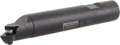 Sandvik Coromant - 45° Lead Angle, 27.13mm Max Cut Diam, 11.7mm Min Cut Diam, 7.86mm Max Depth of Cut, Indexable Chamfer and Angle End Mill - 1 Insert, 115mm Overall Length, Weldon Flat, 45° Included Angle - Eagle Tool & Supply