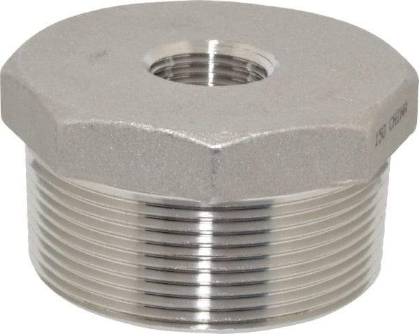 Merit Brass - 2 x 1/2" Grade 316 Stainless Steel Pipe Hex Bushing - MNPT x FNPT End Connections, 150 psi - Eagle Tool & Supply