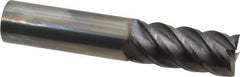 Niagara Cutter - 3/4", 1-5/8" LOC, 3/4" Shank Diam, 4" OAL, 5 Flute, Solid Carbide Square End Mill - Single End, TiAlN Finish, Spiral Flute, 45° Helix, Centercutting, Right Hand Cut, Right Hand Flute, Series S545 - Eagle Tool & Supply