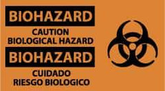 NMC - "Biohazard - Caution - Biological Hazard", 10" Long x 18" Wide, Pressure-Sensitive Vinyl Safety Sign - Rectangle, 0.004" Thick, Use for Hazardous Materials - Eagle Tool & Supply