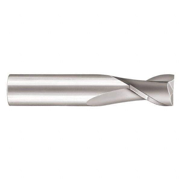 SGS - 3/8", 5/8" LOC, 3/8" Shank Diam, 2" OAL, 2 Flute, Solid Carbide Square End Mill - Single End, TiN Finish, Spiral Flute, 30° Helix, Centercutting, Right Hand Cut, Right Hand Flute, Series 17 - Eagle Tool & Supply