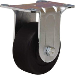 Hamilton - 3" Diam x 1-1/4" Wide x 4" OAH Top Plate Mount Rigid Caster - Hard Rubber, 210 Lb Capacity, Self-Lubricating Bearing, 2-3/4 x 3-3/4" Plate - Eagle Tool & Supply