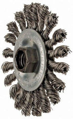 Anderson - 4" OD, 5/8-11 Arbor Hole, Knotted Stainless Steel Wheel Brush - 3/8" Face Width, 1" Trim Length, 0.02" Filament Diam, 20,000 RPM - Eagle Tool & Supply