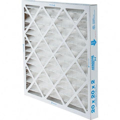 Made in USA - 20" Noml Height x 20" Noml Width x 2" Noml Depth, 35% Capture Efficiency, Wire-Backed Pleated Air Filter - MERV 8, Synthetic, Integrated Paperboard Frame, 500 Max FPM, 1,050 CFM, For Any Unit - Eagle Tool & Supply