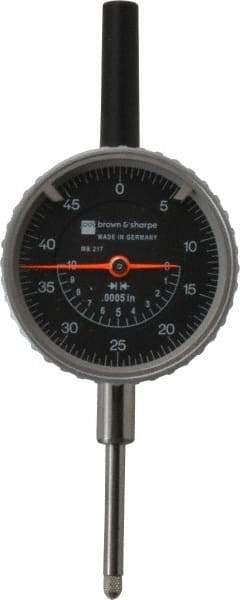 TESA Brown & Sharpe - 1" Range, 0-50 Dial Reading, 0.0005" Graduation Dial Drop Indicator - 2-1/4" Dial, 0.05" Range per Revolution, Revolution Counter - Eagle Tool & Supply
