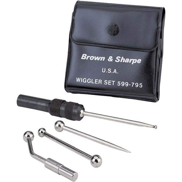 TESA Brown & Sharpe - Single End, Center Finder Set Mechanical - 0.25 Inch Head Diameter, Ball, Conical, Disc Head Type, Includes 4 Attachments, Case, Holder, 4 Pieces - Eagle Tool & Supply