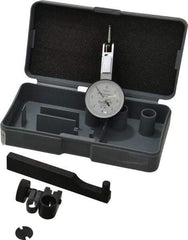 TESA Brown & Sharpe - 0.008 Inch Range, 0.0001 Inch Dial Graduation, Horizontal Dial Test Indicator - 1 Inch White Dial, 0-4-0 Dial Reading, Accurate to 0.0001 Inch - Eagle Tool & Supply