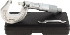 Mitutoyo - 0 to 1" Range, 0.0001" Graduation, Mechanical Outside Micrometer - Ratchet Stop Thimble, Accurate to 0.0001" - Eagle Tool & Supply