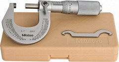 Mitutoyo - 0 to 1" Range, 0.0001" Graduation, Mechanical Outside Micrometer - Friction Thimble, Accurate to 0.0001" - Eagle Tool & Supply
