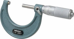Mitutoyo - 1 to 2" Range, 0.0001" Graduation, Mechanical Outside Micrometer - Friction Thimble, Accurate to 0.0001" - Eagle Tool & Supply