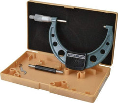 Mitutoyo - 100 to 125mm Range, 0.01mm Graduation, Mechanical Outside Micrometer - Ratchet Stop Thimble, Accurate to 0.0001" - Eagle Tool & Supply