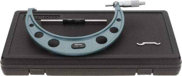 Mitutoyo - 7 to 8" Range, 0.001" Graduation, Mechanical Outside Micrometer - Ratchet Stop Thimble, Accurate to 0.0002" - Eagle Tool & Supply