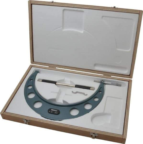 Mitutoyo - 9 to 10" Range, 0.001" Graduation, Mechanical Outside Micrometer - Ratchet Stop Thimble, Accurate to 0.00025" - Eagle Tool & Supply