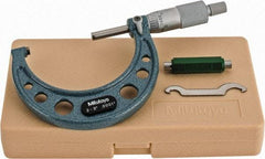 Mitutoyo - 2 to 3" Range, 0.0001" Graduation, Mechanical Outside Micrometer - Ratchet Stop Thimble, Accurate to 0.0001" - Eagle Tool & Supply