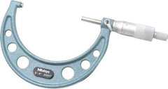 Mitutoyo - 3 to 4" Range, 0.0001" Graduation, Mechanical Outside Micrometer - Ratchet Stop Thimble, Accurate to 0.00015" - Eagle Tool & Supply