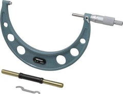 Mitutoyo - 6 to 7" Range, 0.0001" Graduation, Mechanical Outside Micrometer - Ratchet Stop Thimble, Accurate to 0.0002" - Eagle Tool & Supply