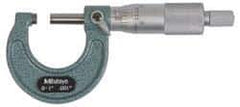 Mitutoyo - 75 to 100mm Range, 0.01mm Graduation, Mechanical Outside Micrometer - Ratchet Stop Thimble, Accurate to 0.0001" - Eagle Tool & Supply