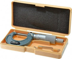 Mitutoyo - 0 to 1" Range, 0.001" Graduation, Mechanical Outside Micrometer - Ratchet Stop Thimble, Accurate to 0.0001" - Eagle Tool & Supply