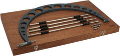 Mitutoyo - 4 Anvil, Mechanical, 20 to 24 Inch Range, Digital Counter Carbide Face Interchangeable Anvil Micrometer - Ratchet Stop Thimble, 0.00016 + 0.00004 (L/3) Inch Accuracy, 0.001 Inch Graduation, Includes Wooden Case - Eagle Tool & Supply