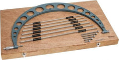 Mitutoyo - 6 Anvil, Mechanical, 18 to 24 Inch Range, Digital Counter Carbide Face Interchangeable Anvil Micrometer - Ratchet Stop Thimble, 0.00016 + 0.00004 (L/3) Inch Accuracy, 0.001 Inch Graduation, Includes Wooden Case - Eagle Tool & Supply