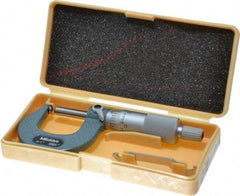 Mitutoyo - 1 Inch Max Measurement, 0.0001 Inch Graduation, Spherical Face Micrometer - Accuracy Up to 0.0002 Inch, Mechanical Operation, Ratchet Stop Thimble, Ball - Eagle Tool & Supply