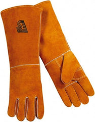 Steiner - Size L Cotton/Foam Lined Cowhide Welding Glove - 18" OAL, Gauntlet Cuff, Thumb Strap, For General Welding - Eagle Tool & Supply