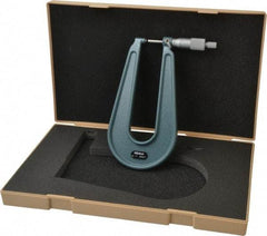 Mitutoyo - 0 to 1" Range, 0.0001" Graduation, Mechanical Outside Micrometer - Ratchet Stop Thimble, 6.3" Throat Depth, Accurate to 0.0002" - Eagle Tool & Supply