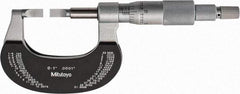 Mitutoyo - 0" to 1" Mechanical Satin Chrome Coated with Thermal Shield Blade Micrometer - 0.0002" Accuracy, 0.0001" Graduation, 0.75mm Blade Thickness, Ratchet Stop Thimble - Eagle Tool & Supply