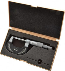 Mitutoyo - 0" to 1" Mechanical Baked Enamel Coated Blade Micrometer - 0.0002" Accuracy, 0.0001" Graduation, 0.4mm Blade Thickness, Ratchet Stop Thimble - Eagle Tool & Supply