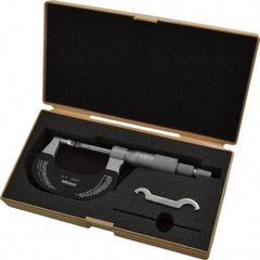 Mitutoyo - 0" to 1" Mechanical Baked Enamel Coated Blade Micrometer - 0.0002" Accuracy, 0.0001" Graduation, 0.4mm Blade Thickness, Ratchet Stop Thimble - Eagle Tool & Supply