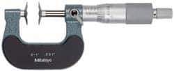 Mitutoyo - 3 to 4 Inch, 0.001 Inch Graduation, Ratchet Stop Thimble, Mechanical Disc Micrometer - 0.0003 Inch Accuracy, 20mm Disc, 6.35mm Spindle - Eagle Tool & Supply