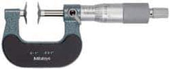 Mitutoyo - 3 to 4 Inch, 0.001 Inch Graduation, Ratchet Stop Thimble, Mechanical Disc Micrometer - 0.0003 Inch Accuracy, 20mm Disc, 6.35mm Spindle - Eagle Tool & Supply