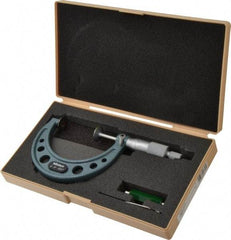 Mitutoyo - 2 to 3 Inch, 0.001 Inch Graduation, Ratchet Stop Thimble, Mechanical Disc Micrometer - 0.0003 Inch Accuracy, 20mm Disc, 6.35mm Spindle - Eagle Tool & Supply