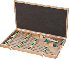 Mitutoyo - 0 to 12" Range, 12 Rod, Satin Chrome Finish Mechanical Depth Micrometer - Ratchet Stop Thimble, 4" Base Length, 0.01mm Graduation, 4mm Rod Diam - Eagle Tool & Supply