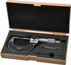 Mitutoyo - 1 Inch, Mechanical Spline Micrometer - Accurate Up to 0.00015 Inch, 0.0001 Inch Graduation, 1/4 Inch Spindle Diameter - Eagle Tool & Supply