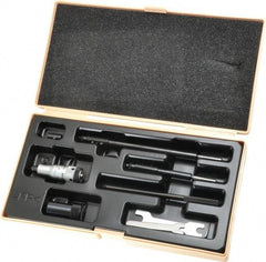 Mitutoyo - 2 to 8", Friction Thimble, Mechanical, Satin Chrome Finish, Interchangeable Rod Micrometer - 0.001 Inch Graduation, Accurate Up to 0.00024+(0.00004xR/20) Inch, 1/2 Inch Travel, 3 Rods - Eagle Tool & Supply