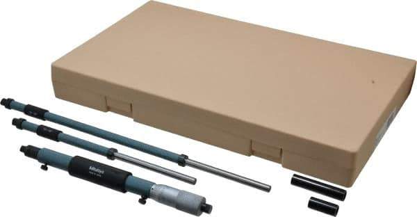 Mitutoyo - 8 to 20", Satin Chrome Coated, Mechanical Inside Micrometer Set - 0.001" Graduation, Friction Thimble - Eagle Tool & Supply