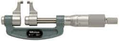 Mitutoyo - 1 to 2" Range, 0.001" Graduation, Mechanical Outside Micrometer - Ratchet Stop Thimble, Accurate to 0.0003" - Eagle Tool & Supply